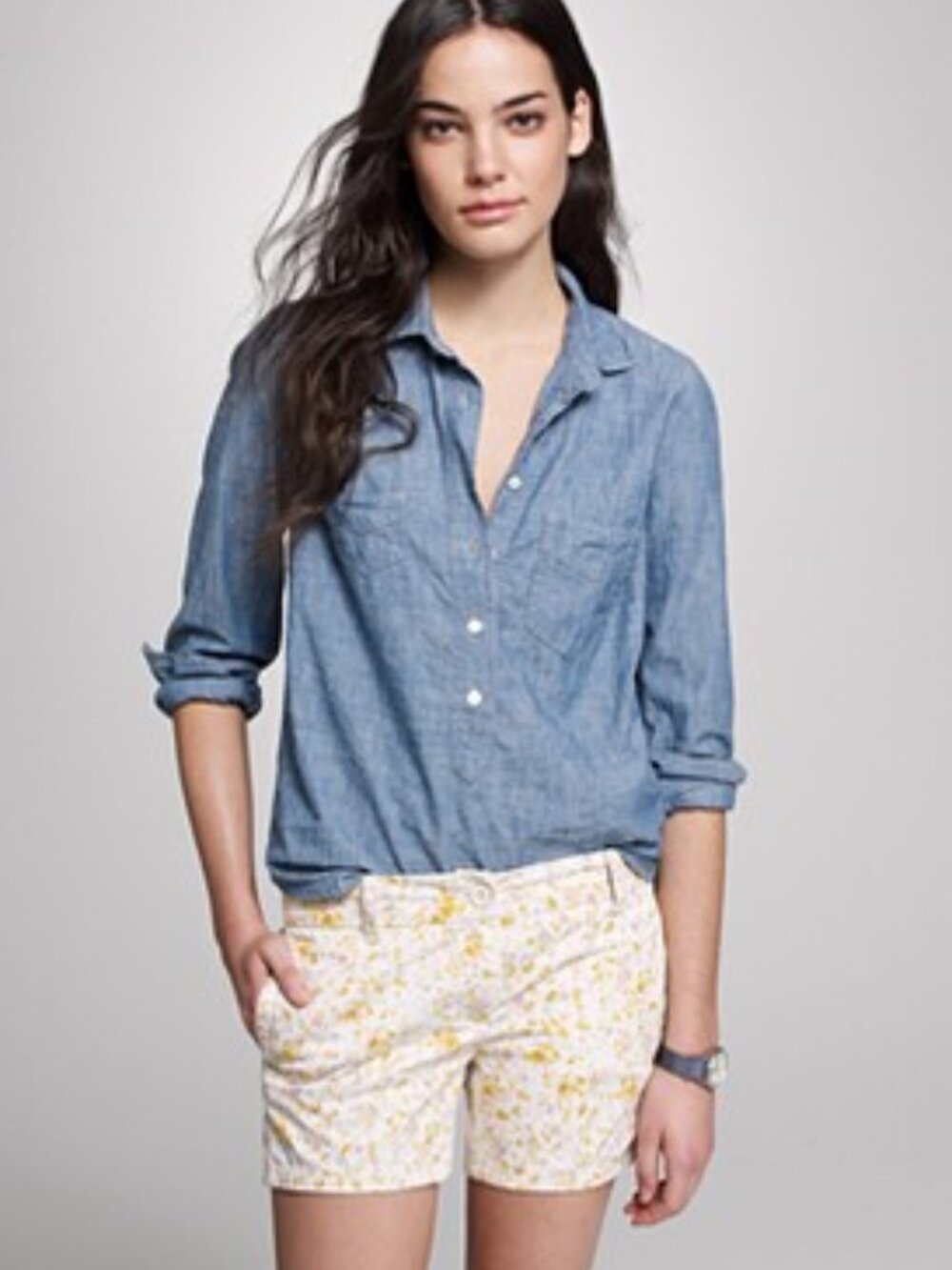J. Crew Multi Floral Broken-In Chino Shorts, Size 6